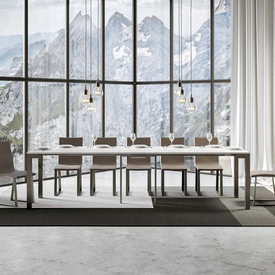 Uitschuifbare console met modern design in hout en ijzer, gemaakt in Italië - Nooit Viadurini