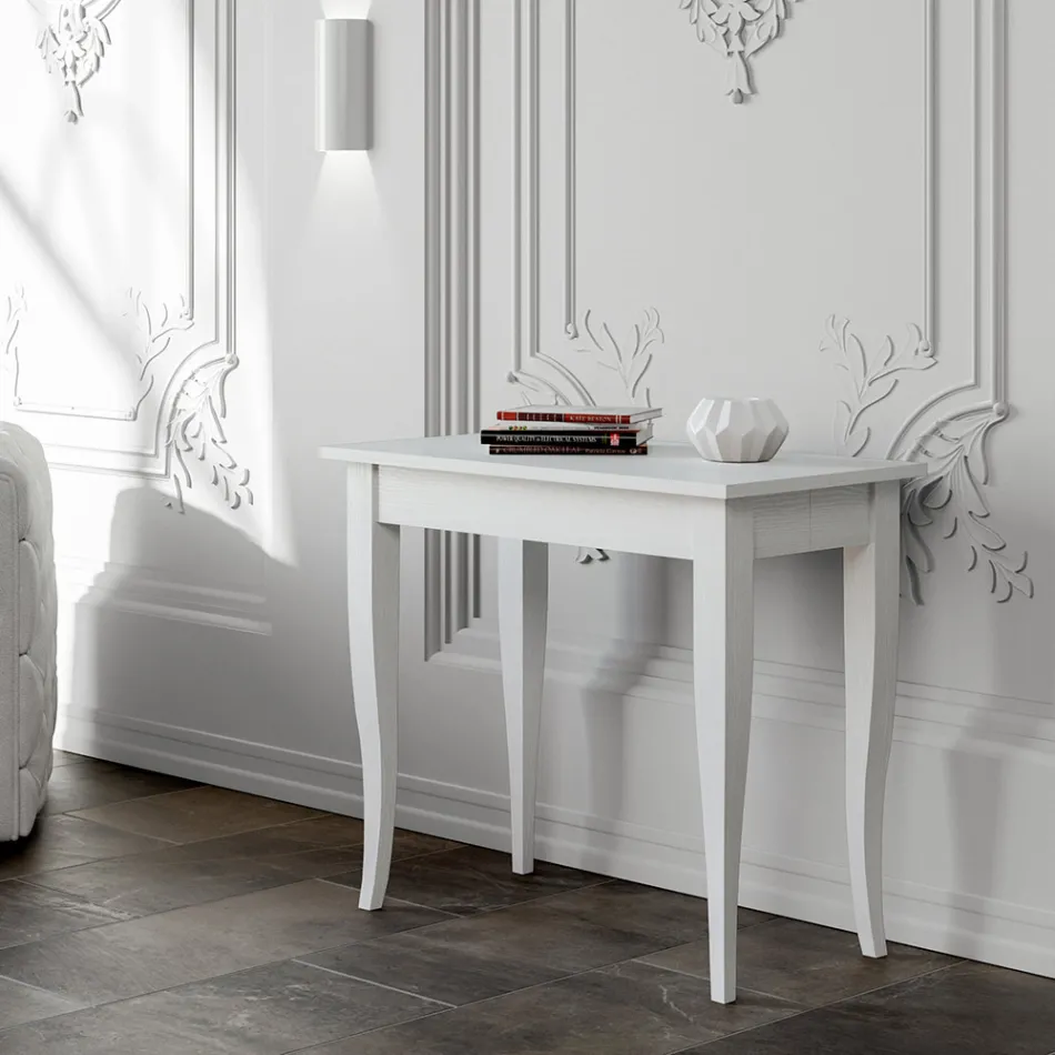 Uitschuifbare console Walnoot of witte essen afwerking Made in Italy - Folletto Viadurini