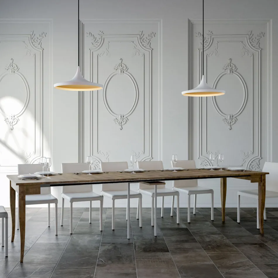 Uitschuifbare console Walnoot of witte essen afwerking Made in Italy - Folletto Viadurini