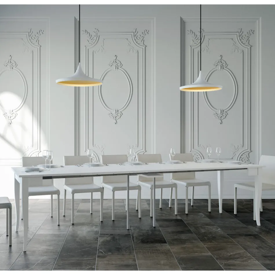 Uitschuifbare console Walnoot of witte essen afwerking Made in Italy - Folletto Viadurini