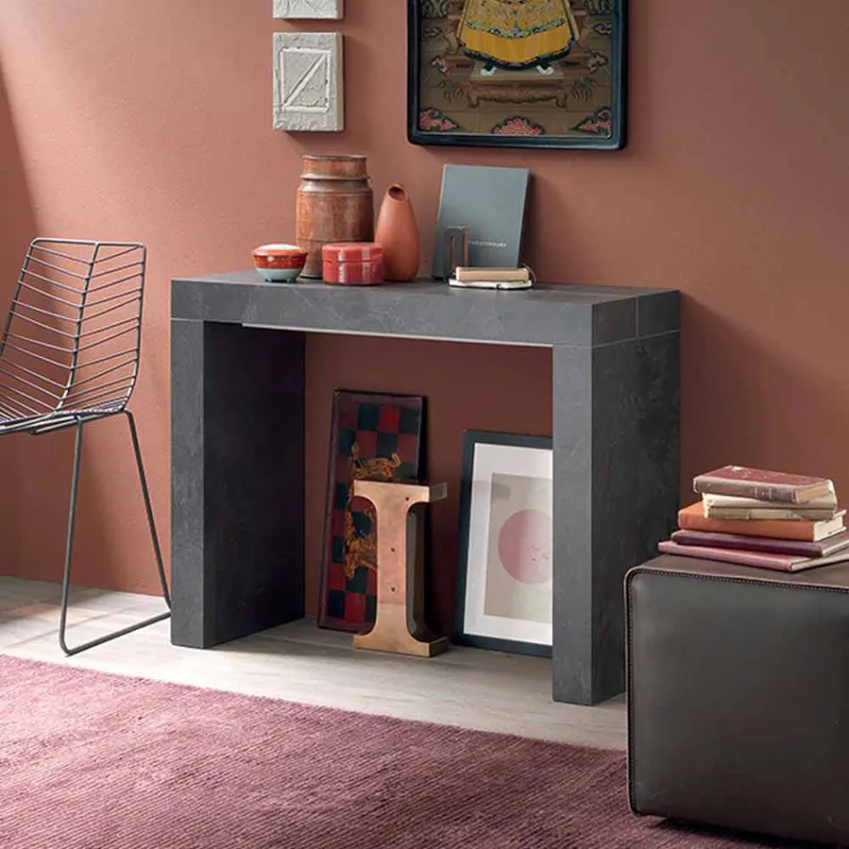 Uitschuifbare console tot 290 cm met houten blad Made in Italy - Seregno Viadurini