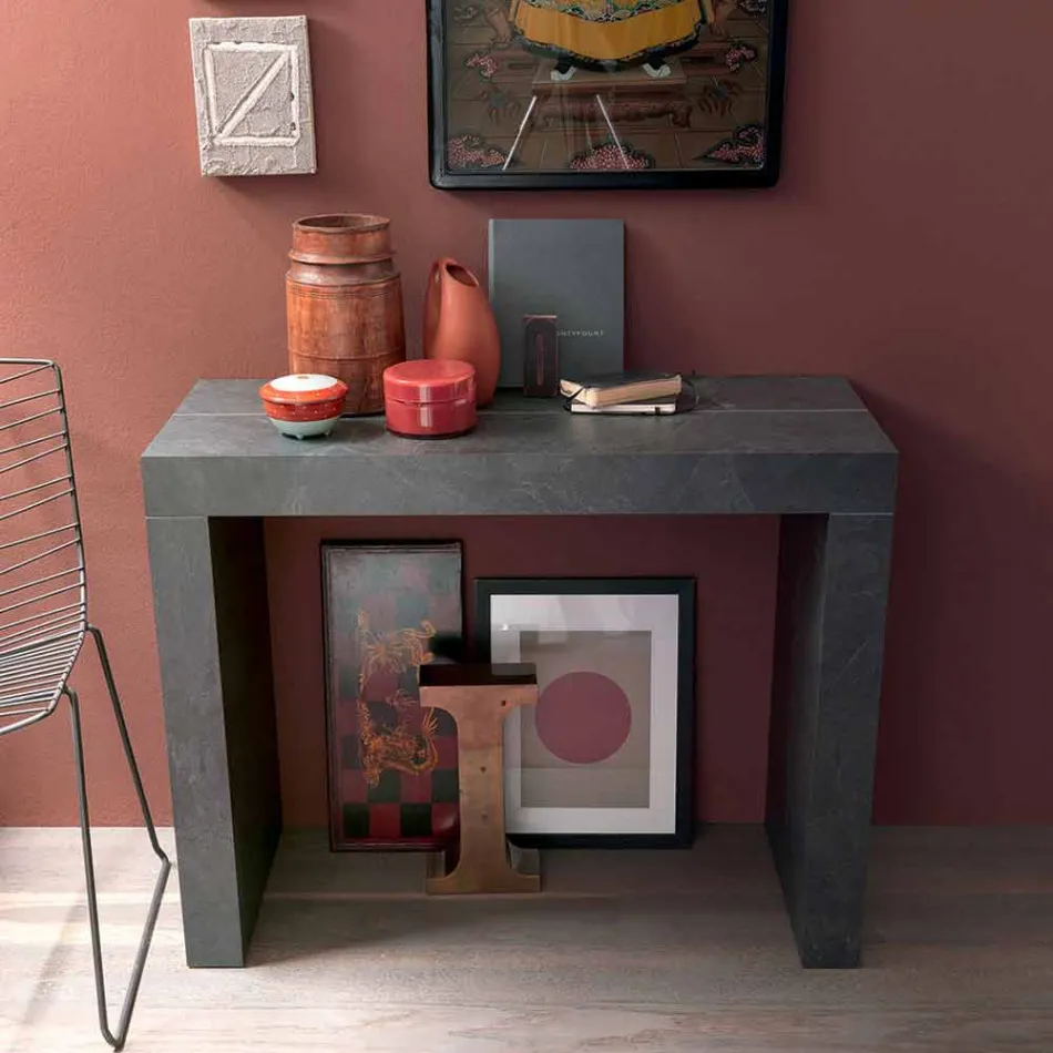 Uitschuifbare console tot 290 cm met houten blad Made in Italy - Seregno Viadurini