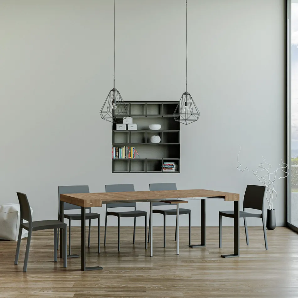 Uitschuifbare console tot 300 cm met antraciet frame Made in Italy - Giant Viadurini