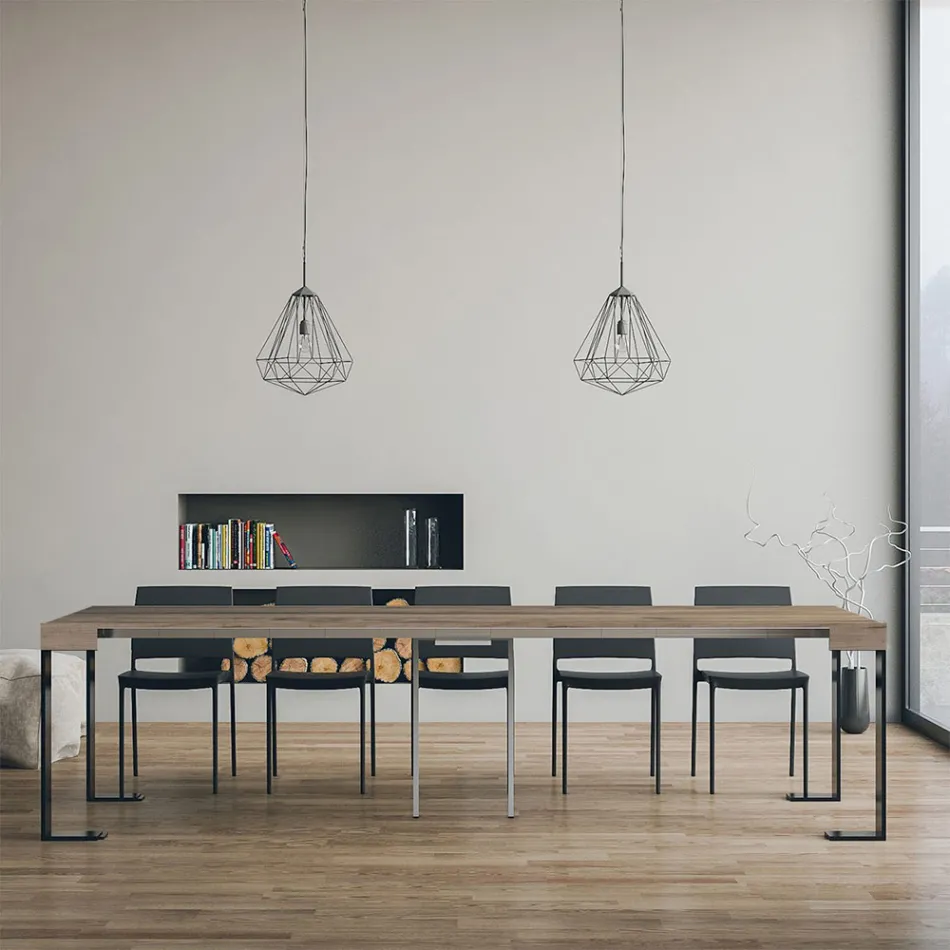 Uitschuifbare console tot 300 cm met antraciet frame Made in Italy - Giant Viadurini
