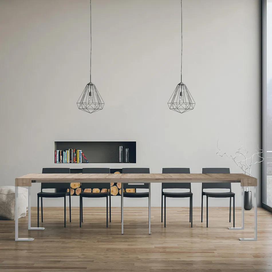 Uitschuifbare console tot 300 cm met wit frame Made in Italy - Tesoro Viadurini