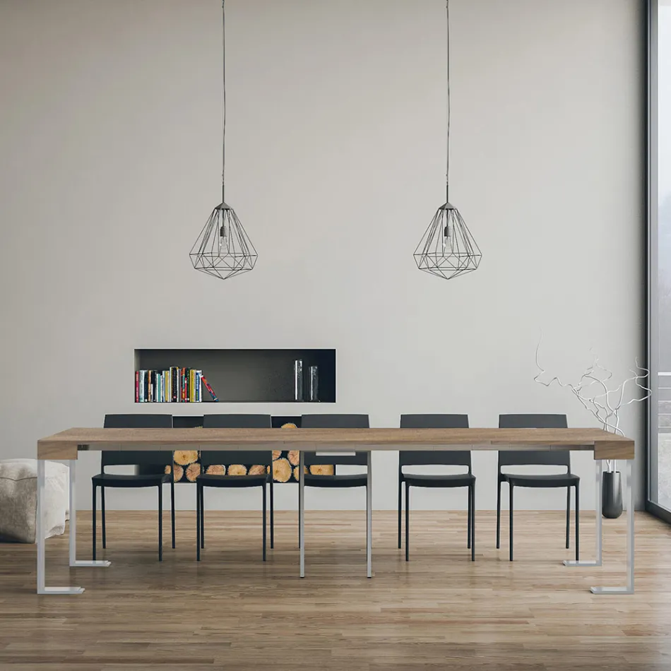 Uitschuifbare console tot 300 cm met wit frame Made in Italy - Tesoro Viadurini