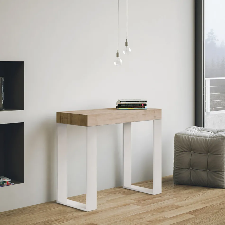 Uitschuifbare console tot 300 cm met wit frame Made in Italy - Tesoro Viadurini