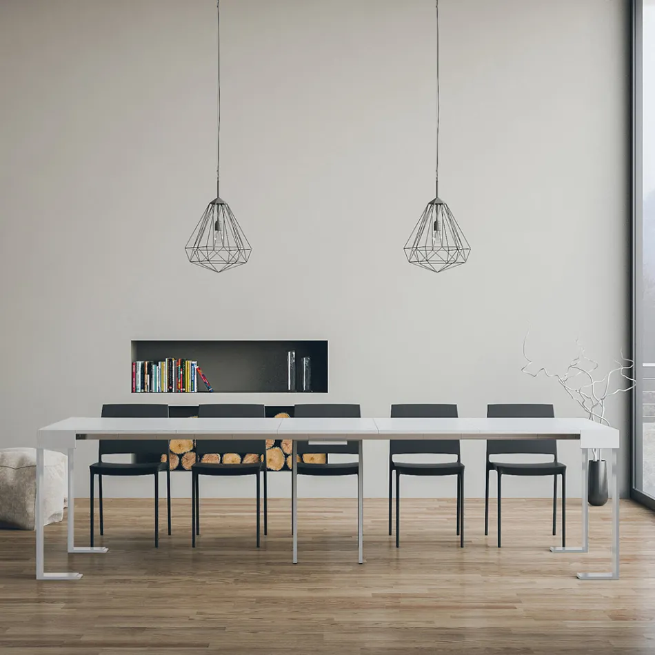 Uitschuifbare console tot 300 cm met wit frame Made in Italy - Tesoro Viadurini