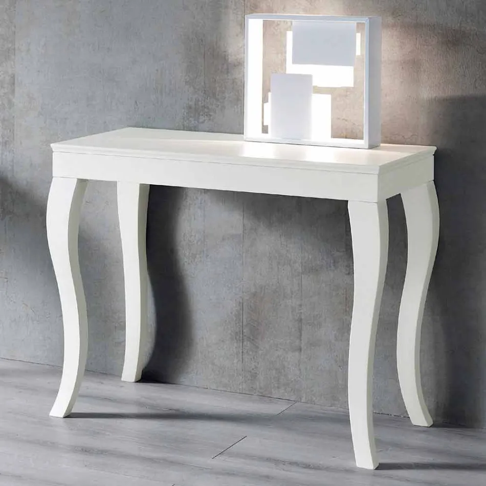 Uitschuifbare console in grijs grijs gelakt essenhout - specht Viadurini