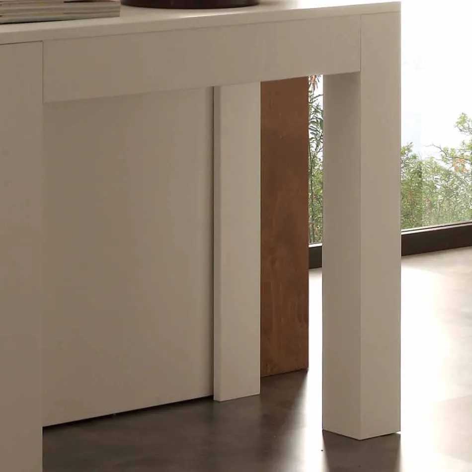 Uitschuifbare console melamine met open poriën witte vouwen Bosa Viadurini