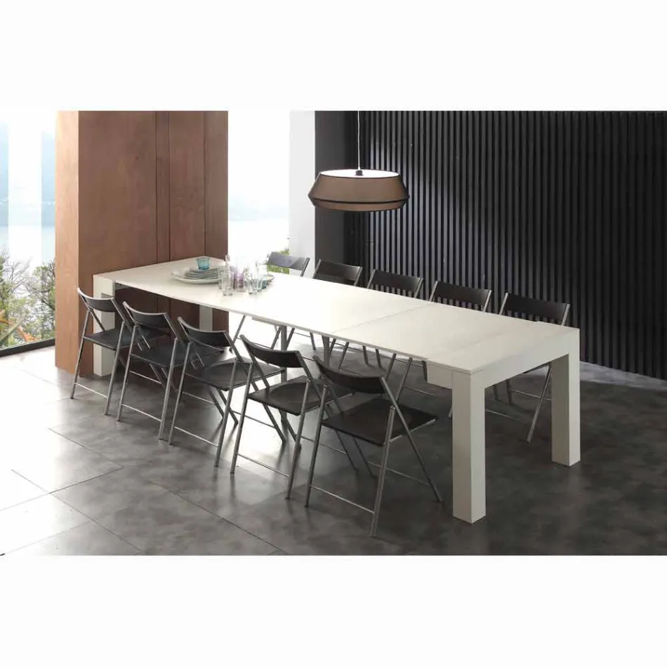 Uitschuifbare console melamine met open poriën witte vouwen Bosa Viadurini