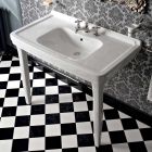 105 cm Vintage witte keramische badkamerconsole met voeten, gemaakt in Italië - Marwa Viadurini