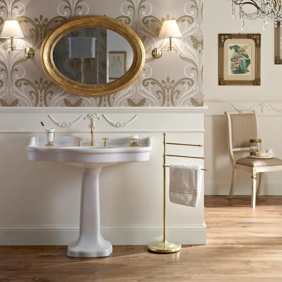 Vintage keramische badkamerconsole op kolom, gemaakt in Italië - Paulina Viadurini