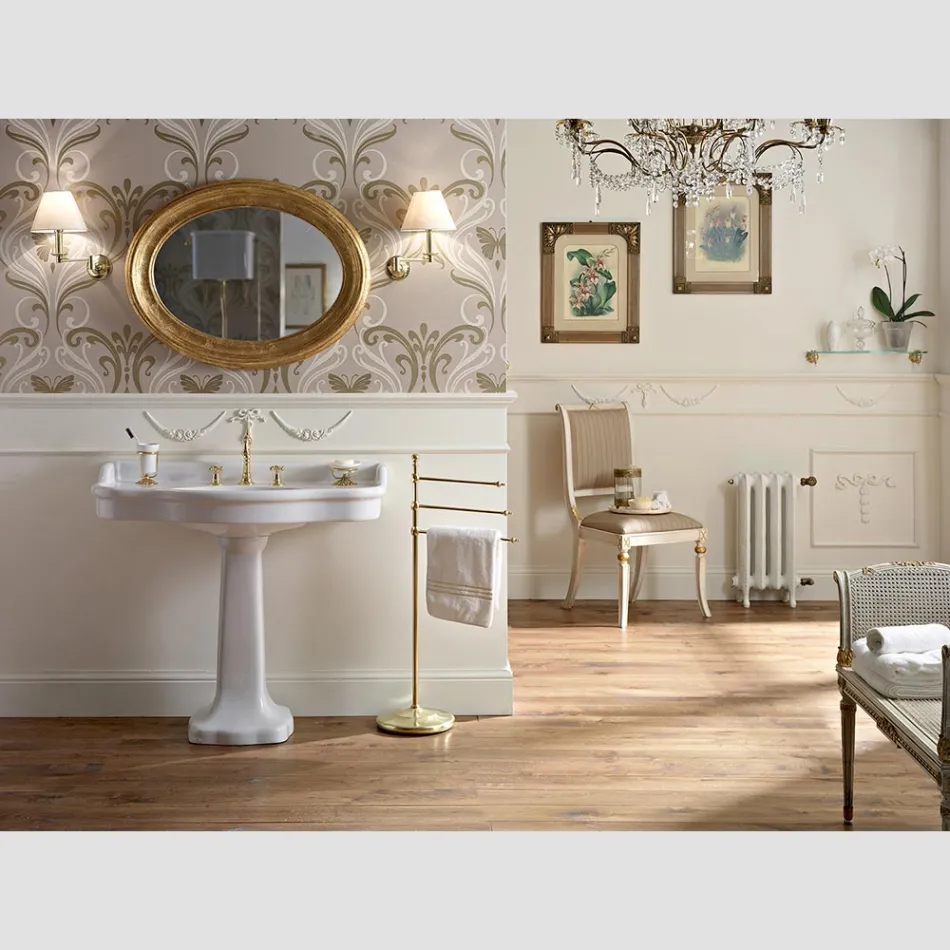 Vintage keramische badkamerconsole op kolom, gemaakt in Italië - Paulina Viadurini