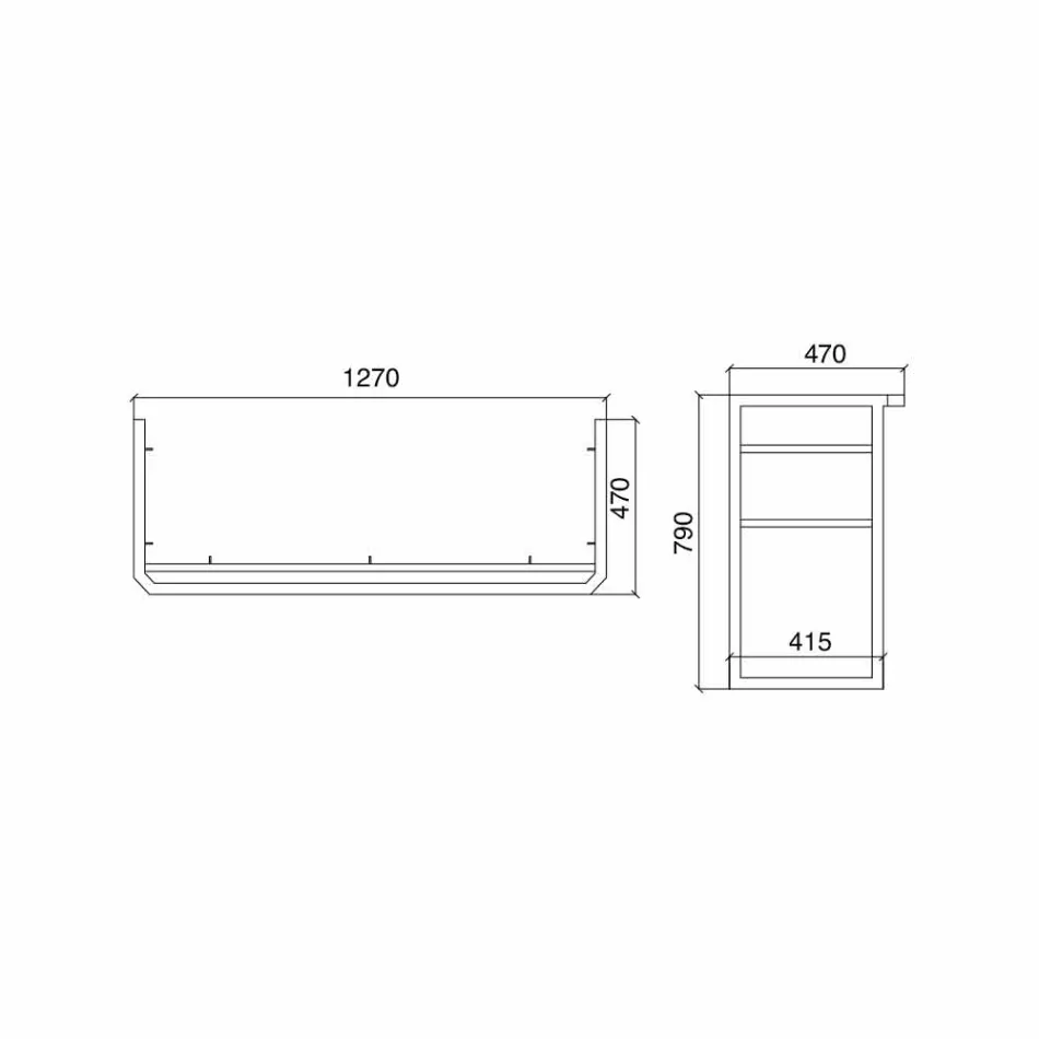 Badkamerconsole L 135 cm met dubbele kom in keramiek met voeten - Nausica Viadurini