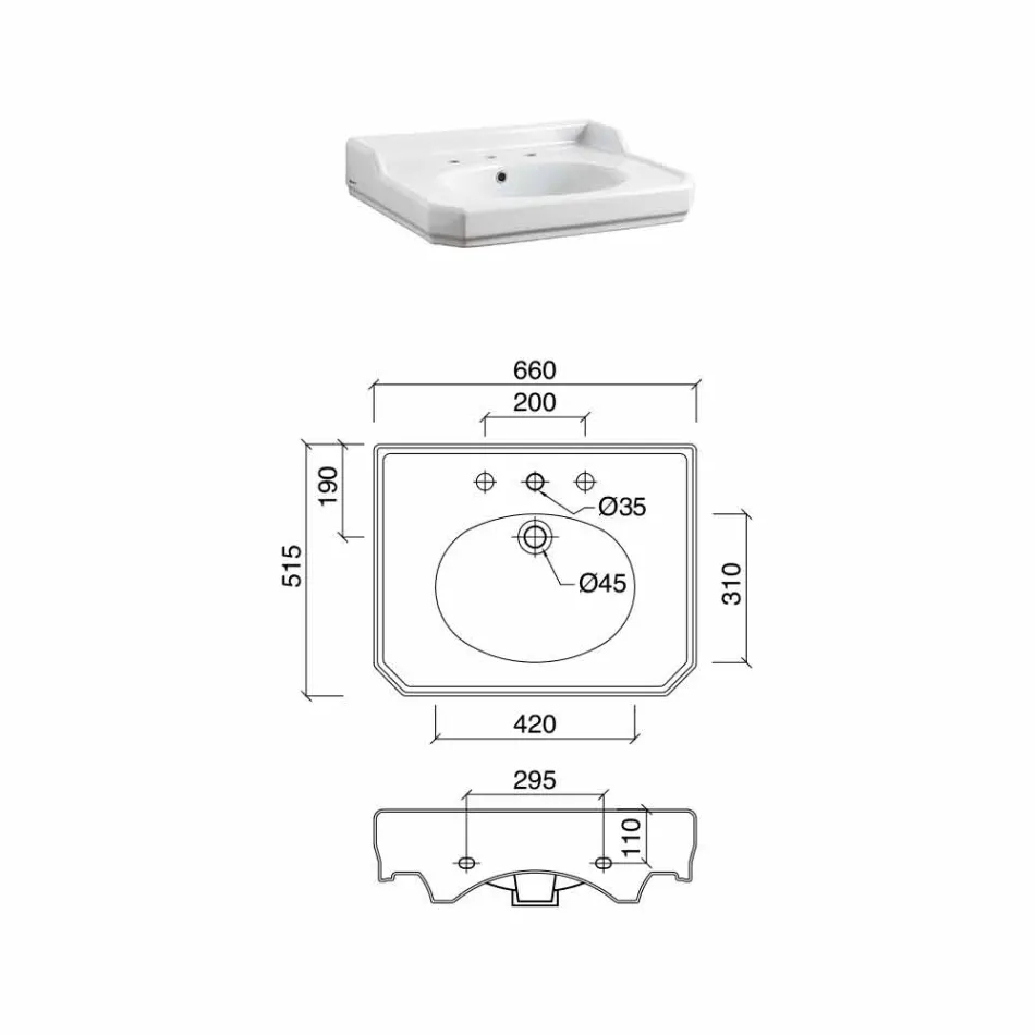 65 cm keramische badkamerconsole met metalen voeten Gemaakt in Nausica, Italië Viadurini