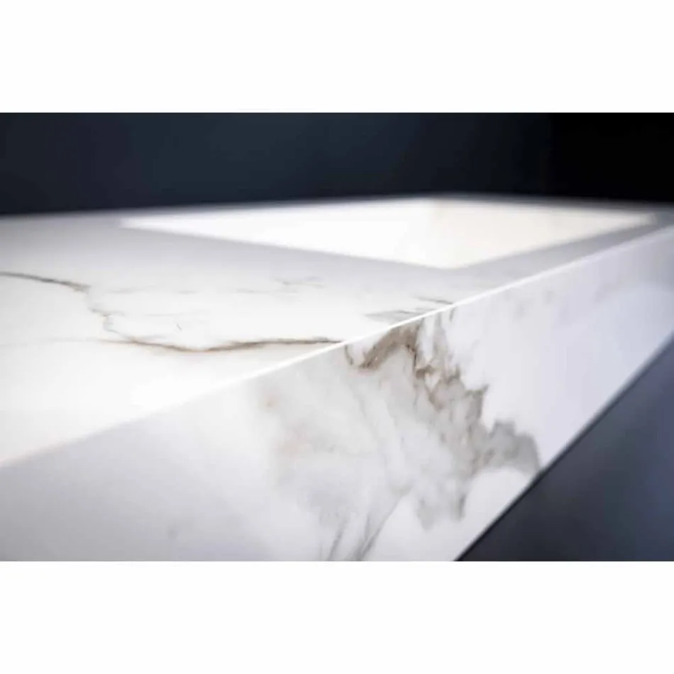 Badkamerconsole Geïntegreerde wastafel en hangende plank in Gres 4 afwerkingen - Rampina Viadurini