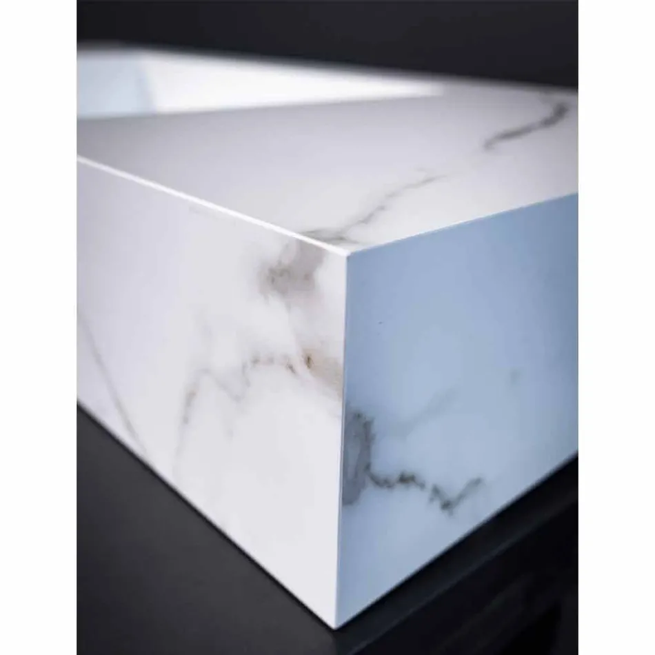 Badkamerconsole Geïntegreerde wastafel en hangende plank in Gres 4 afwerkingen - Rampina Viadurini