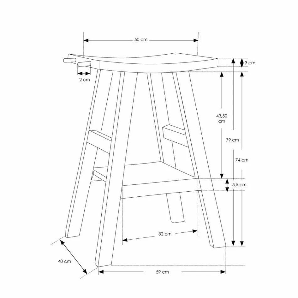Moderne badkamerconsole in natuurlijk teakhout met zijhaken - Zacary Viadurini
