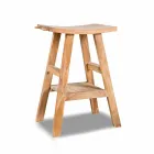 Moderne badkamerconsole in natuurlijk teakhout met zijhaken - Zacary Viadurini