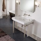 90 cm vintage badkamerconsole, wit keramiek, met voeten Made in Italy - Nausica Viadurini