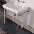 90 cm vintage badkamerconsole, wit keramiek, met voeten Made in Italy - Nausica