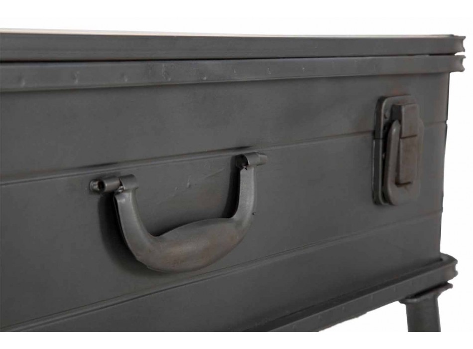 Console met modern design container in ijzer en hout - Gomes Viadurini