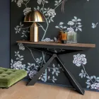 Console met morteleffect bovenblad en metalen onderstel Made in Italy - Timedio Viadurini