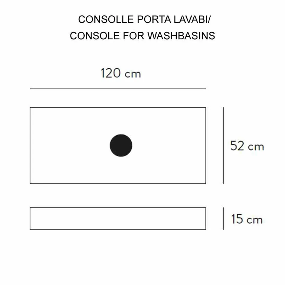 Badkamerconsole met wastafel en plank in porseleinen aardewerk 4 afwerkingen - Ramina Viadurini