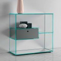 Wandconsole in extra helder glas met gelakte lade - Linzy