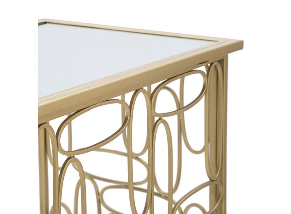 Spiegel entree console met gouden ijzeren structuur - Bollina Viadurini