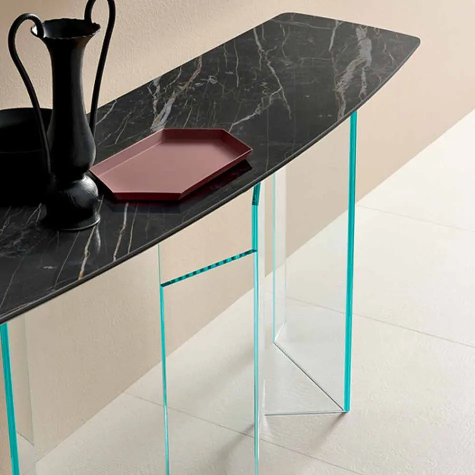 Gemaakt in Italië Design Console in keramiek en glas - willekeurig Viadurini