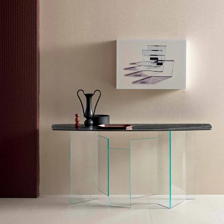Gemaakt in Italië Design Console in keramiek en glas - willekeurig Viadurini