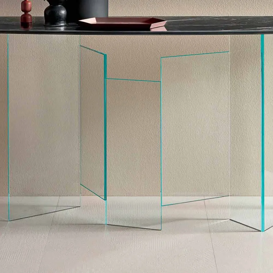 Gemaakt in Italië Design Console in keramiek en glas - willekeurig Viadurini