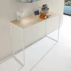 Metalen woonkamerconsole met kristallen blad Made in Italy - Iridio Viadurini