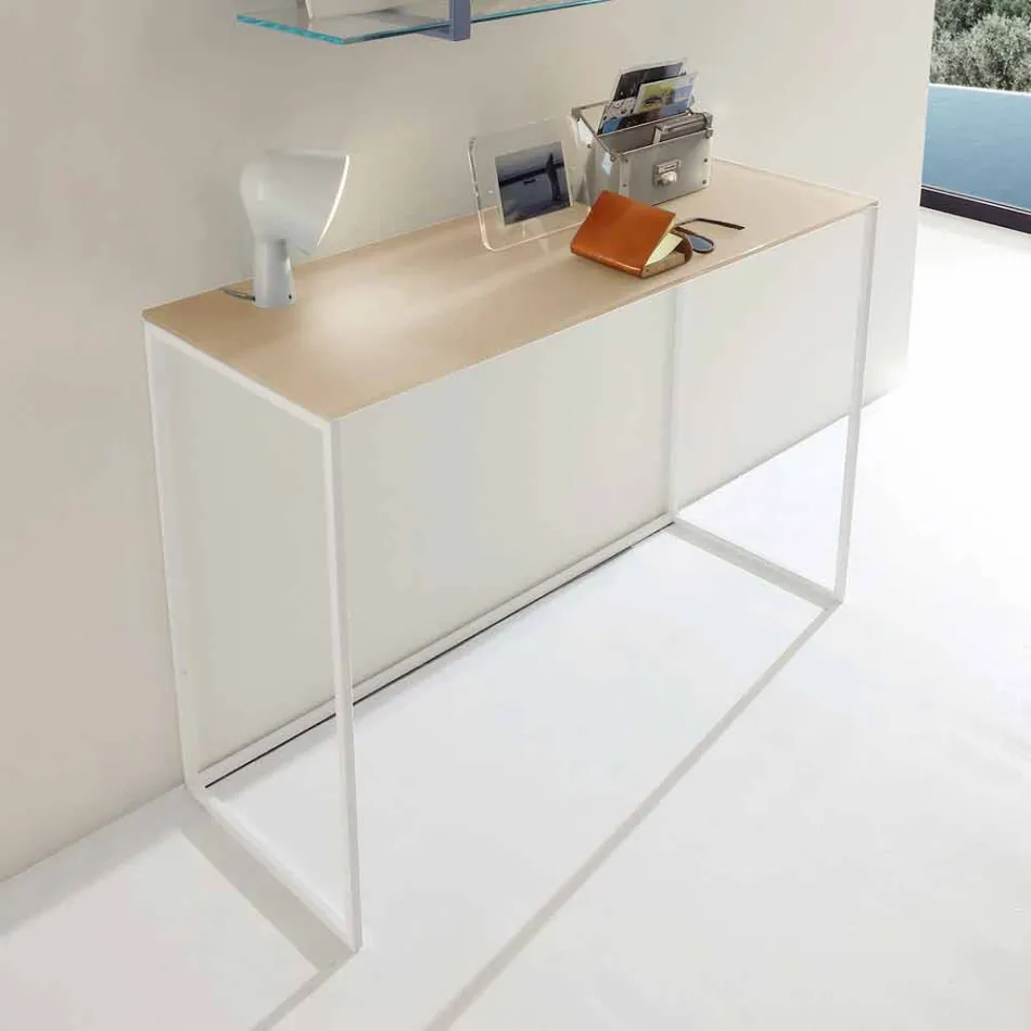 Metalen woonkamerconsole met kristallen blad Made in Italy - Iridio Viadurini