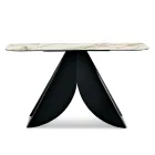 Cristina metalen consoletafel met keramisch blad in marmerlook voor de woonkamer Viadurini
