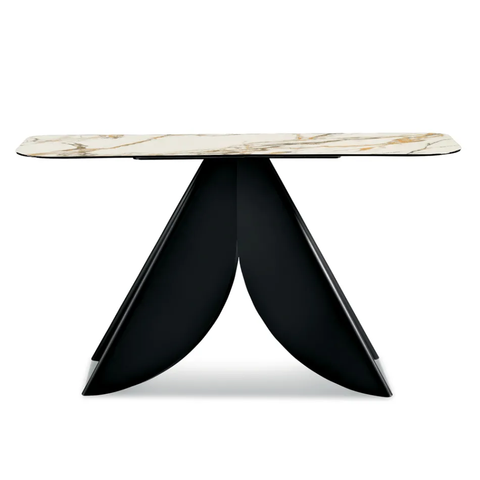 Cristina metalen consoletafel met keramisch blad in marmerlook voor de woonkamer Viadurini