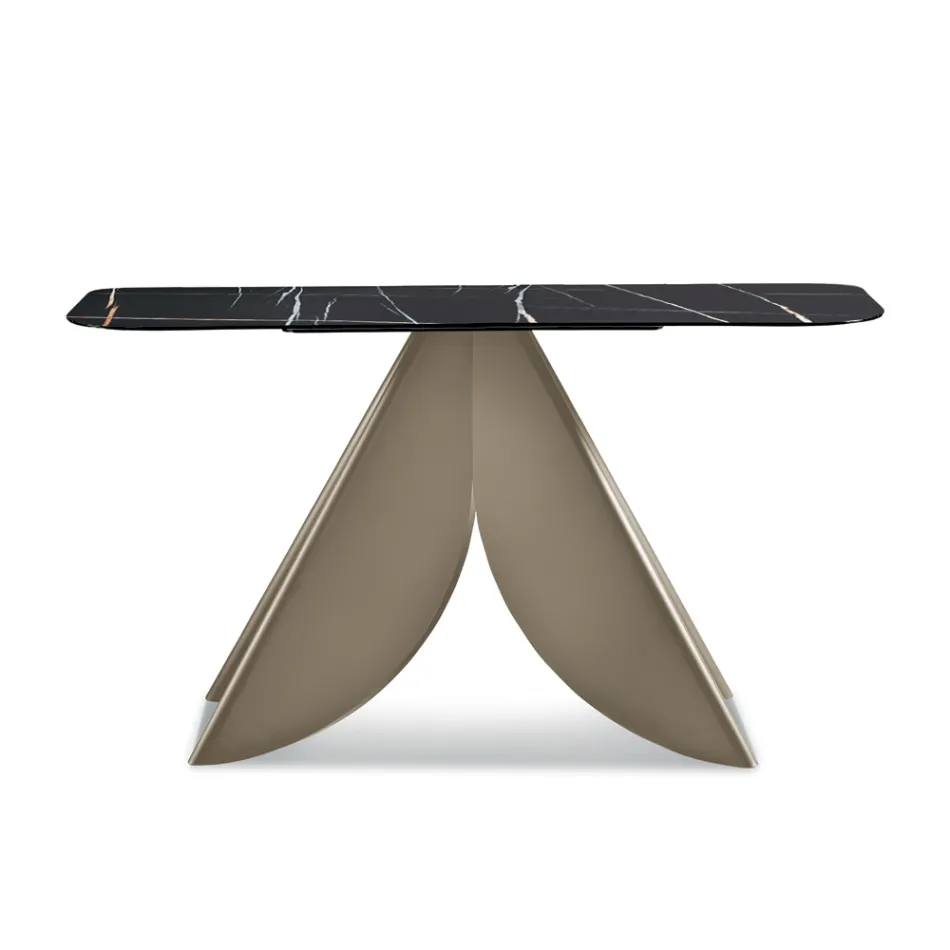 Cristina metalen consoletafel met keramisch blad in marmerlook voor de woonkamer Viadurini