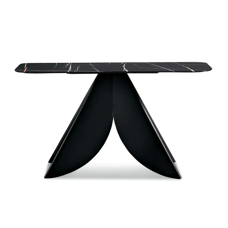 Cristina metalen consoletafel met keramisch blad in marmerlook voor de woonkamer Viadurini