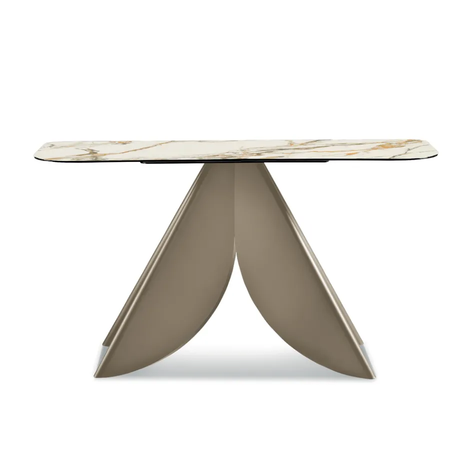 Cristina metalen consoletafel met keramisch blad in marmerlook voor de woonkamer Viadurini