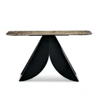 Consoletafel voor de woonkamer van metaal met een blad van gehamerd glas met een verzilverde achterkant - Cristina Viadurini