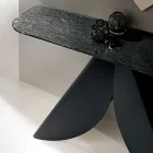 Consoletafel voor de woonkamer van metaal met een blad van gehamerd glas met een verzilverde achterkant - Cristina Viadurini