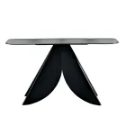 Consoletafel voor de woonkamer van metaal met een blad van gehamerd glas met een verzilverde achterkant - Cristina Viadurini