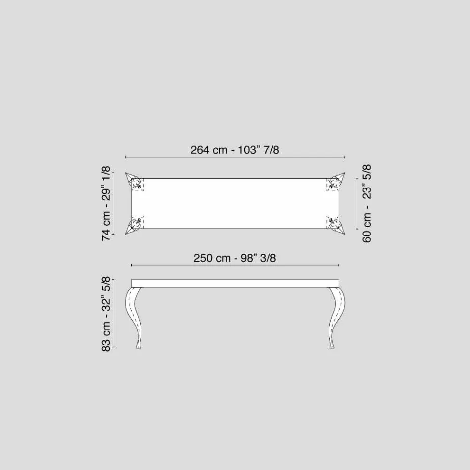 Ontwerp console met vier poten in MDF en Luigi staal Viadurini