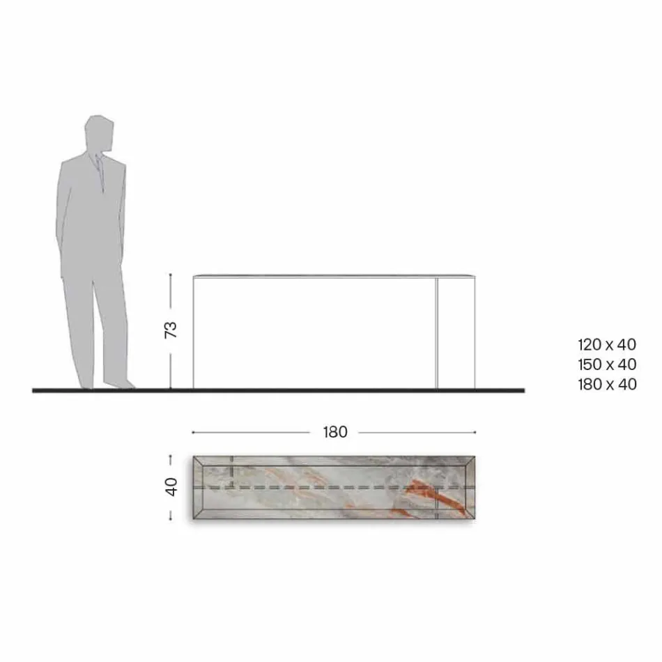 Designconsole met marmeren blad en glazen voet Gemaakt in Italië - Molino Viadurini