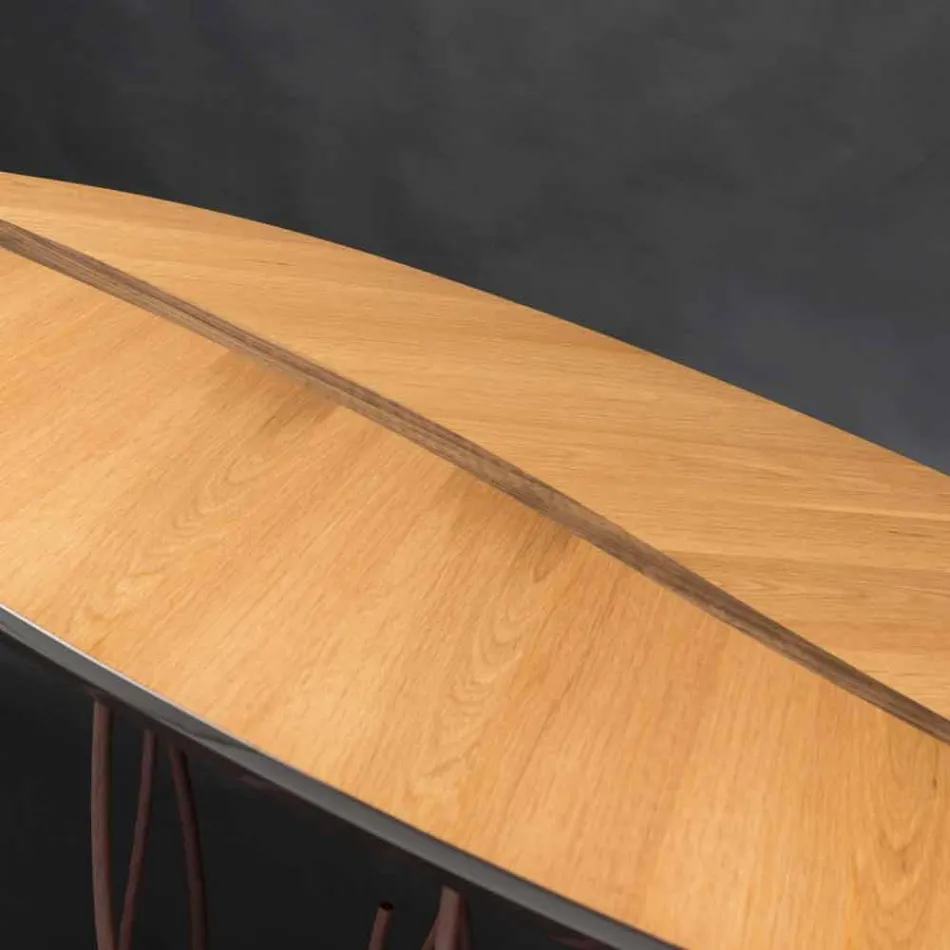 Console ontwerp en ambachten eiken fineer notenhout Fenice Viadurini