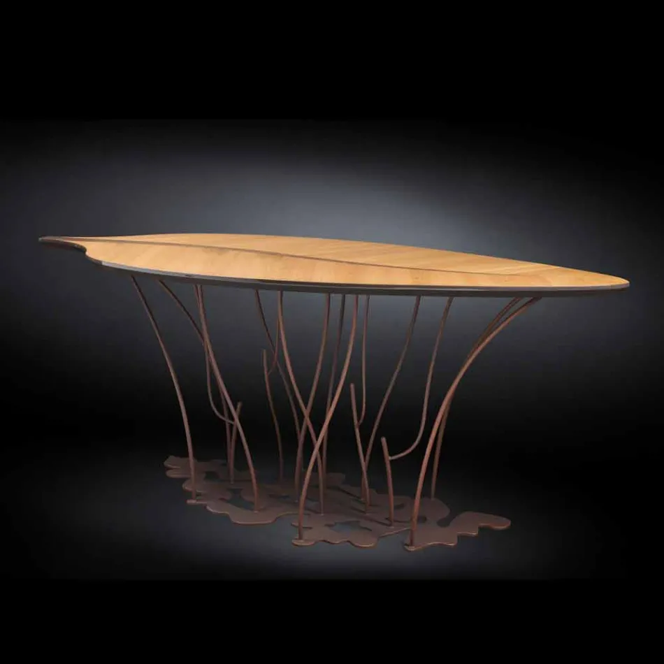 Console ontwerp en ambachten eiken fineer notenhout Fenice Viadurini