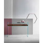 Designconsole in extra helder glas met dienblad Made in Italy - Imperative Viadurini