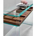 Designconsole in extra helder glas met dienblad Made in Italy - Imperative Viadurini